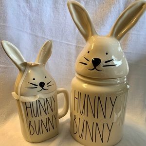 Rae Dunn hunny bunny mug and canister